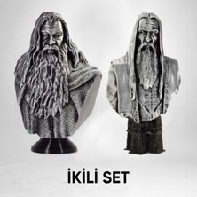 Anytime 3D Gandalf ve Saruman Büst / Figür Ikili Set - Yüzüklerin Efendisi - 10 cm