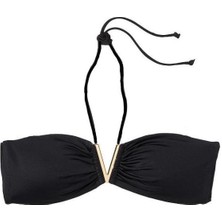 Metal Aksesuarlı Straplez Bikini Üstü