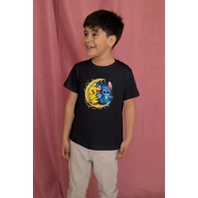 Texclusive Pokemon Pikachu And Stic Çocuk Tişört Siyah Unisex