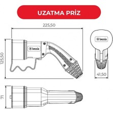 Bemis Elektrikli Araç Şarj Kablosu Priz + Fiş Seti - 5m Trifaze 20A Kablolu Şarj Seti