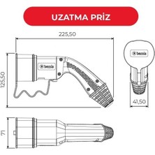 Bemis Elektrikli Araç Şarj Kablosu Priz - 8m Trifaze 32A Kablolu Şarj Prizi