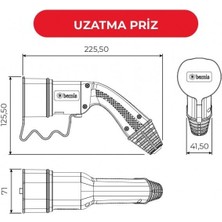 Bemis Elektrikli Araç Şarj Kablosu Priz - 5m Monofaze 32A Kablolu Şarj Prizi