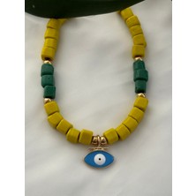 Mi Brillo Accessories Sarı ve Yeşil Cam Bodrum Boncuk Kolye