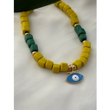 Mi Brillo Accessories Sarı ve Yeşil Cam Bodrum Boncuk Kolye
