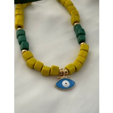 Mi Brillo Accessories Sarı ve Yeşil Cam Bodrum Boncuk Kolye