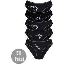 ALYA UNDERWEAR Kız Çocuk - Garson Pamuklu Kumaş Kedi Baskılı Slip Külot 5'li Paket.