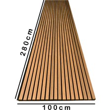 Detay Poliüretan Mdf Ahşap Akustik Duvar Paneli 100 x 280 cm ( Teak )