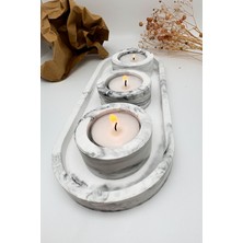 Moli Craft Mermer Desneli 4 Parça Tealight Mum Seti (3 Adet Tealight Mum Hediyemizdir)