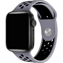 Bydc Apple Watch 9 8 7 6 5 4 3 2 Se 38MM-40MM-41MM Uyumlu Delikli Silikon Spor Kordon Kırmızı-Siyah