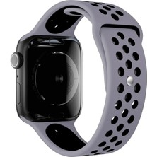 Bydc Apple Watch 9 8 7 6 5 4 3 2 Se 38MM-40MM-41MM Uyumlu Delikli Silikon Spor Kordon Kırmızı-Siyah