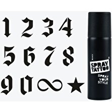 One Spray Tattoo Gotik Rakam + Siyah Sprey Seti