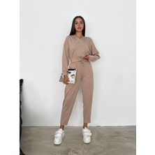 Ded Collection Kadın Modal Kumaş Kapüşonlu Crop Ikili Eşofman Takımı
