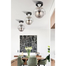 Esslight Lema Tekli Plafonyer Avize Füme Glob Camlı Modern Salon Mutfak Antre Aydınlatma