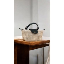 Glemix Laurel Siyah/Hasır El Dokuma Kadın Mini Bag