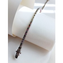 925 Ayar Gümüş Zirkon Taşlı Pırlanta Tasarım Mix Su Yolu Trend Kadın Bileklik Doğum Günü Hediye