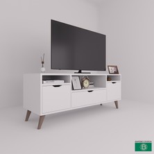 Barisbo Design Tv Sehpası Geniş Çekmeceli Raflı Beyaz (Hazır Montajlı Teslim)