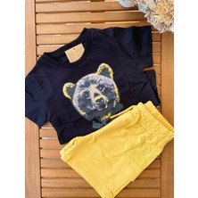 Baby Babyaden Hayvan Baskılı Nakışlı Pamuklu Tişört Cepli Şort Erkek Çocuk Takım