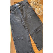 Baby Babyaden Bol Paçalı Paçası Yırtmaçlı Belden Çift Ayarlamalı Kız Çocuk Jean Pantolon