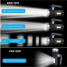 abnturk Ultra Parlak USB Şarjlı Cob LED El Feneri Çok Fonksiyonlu Aydınlatma Saplı LED Işık