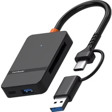 Foxyn ADS-316 Usb-C + USB 8 Port Ms Cf Tf/sd Dhc Sdxc Kamera Kart Tak Çalıştır Kart Okuyucu