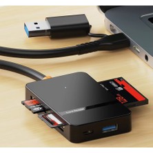 Foxyn ADS-316 Usb-C + USB 8 Port Ms Cf Tf/sd Dhc Sdxc Kamera Kart Tak Çalıştır Kart Okuyucu