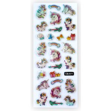 BP Tattoo Pony Renkli Unicorn Kabartmalı Sticker Yapıştırma