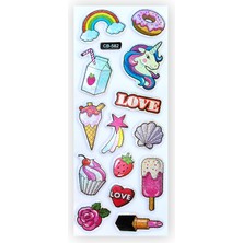 BP Tattoo Unicorn Renkli Çıkartma Seti Etiket Sticker Yapıştırma