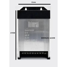 Universal Üniversal 12V 33.3A 400W Yağmur Korumalı LED Trafosu