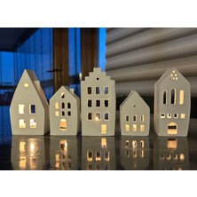 Mythos Zeus 5 Li Dekoratif Tealight Mumluk Beton Evler Seti Iskandinav