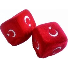 Oto Motto Asmalı Ay Yıldız Bayrak Peluş Zar Küp 2 Adet