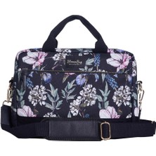 BloominBag Black Cherries Çiçek Desenli 13-14 Inç Kadın Laptop / Macbook Çantası