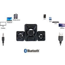 Bluetooth Hoparlör 3.5mm Jack Kablolu Pc Bilgisayar Hoparlörü 2+1 Ses Sistemi USB Speker Uzaktan Kumandalı