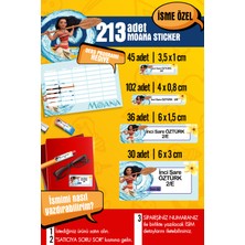 Selis Craft Okul Etiketi Moana Temalı Özel Isim Yazılabilen Kalem, Defter, Boya, Kitap Etiketi - 213 Adet