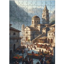 Karizma Tablo Ahşap Mdf Puzzle Yapboz Köydeki Pazar 120 Parça 25*35 cm