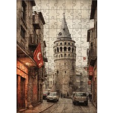 Karizma Tablo Ahşap Mdf Puzzle Yapboz Retro Istanbul Galata Kulesi 120 Parça 25*35 cm