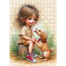 Tablomega Ahşap Mdf Puzzle Yapboz Küçük Kız ve Köpeği 255 Parça 35*50 cm