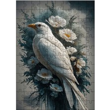 Ekart Ahşap Mdf Puzzle Yapboz Beyaz Güvercin ve Çiçekler 120 Parça 25*35 cm