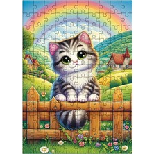 Ekart Ahşap Mdf Puzzle Yapboz Çitlerdeki Kedi 120 Parça 25*35 cm