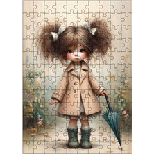 Ekart Ahşap Mdf Puzzle Yapboz Mavi Şemsiyeli Kız 120 Parça 25*35 cm