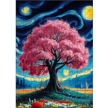 Ekart Ahşap Mdf Puzzle Yapboz Pembe Ağaç 120 Parça 25*35 cm