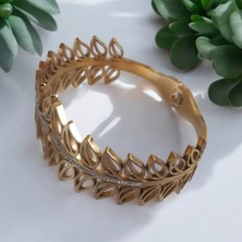 CC Desing Zirkon Taşlı Detay Yaprak Model Kadın Kelepçe