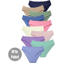 Alya Underwear Kız Çocuk - Garson Pamuklu Kumaş Renkli Slip Külot 10'lu Paket -  (6-7 Yaş, X16)