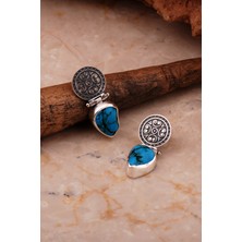 Sümer Telkari Turkuaz Taşlı Elişi Tasarım Gümüş Küpe