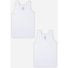 Baykar Erkek Çocuk Oval Yaka Organik Pamuklu Atlet 2'Li Paket Beyaz