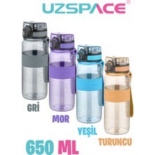 Uzspace 650 ML Kaydırmaz Gövde Taşıma Askılı Tritan Su Matarası Gri