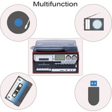 KN-110 Kumandalı Pikap Bluetoothlu Lp Çalar CD Çalar Kaset Çalar Am/fm Radyo Usb/sd Çalar