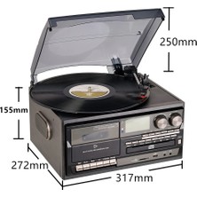 KN-110 Kumandalı Pikap Bluetoothlu Lp Çalar CD Çalar Kaset Çalar Am/fm Radyo Usb/sd Çalar