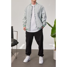 Nomarc Yeşil Şerit Detaylı Mavi Yıkamalı Kot Ceket