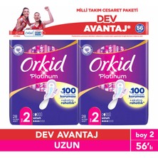 Orkid Platinum Uzun 56'lı Cesaret Paketi Dev Avantaj Hijyenik Ped (Boy 2)