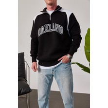 Nomarc Oakland Yakası Fermuarlı Siyah Sweatshirt